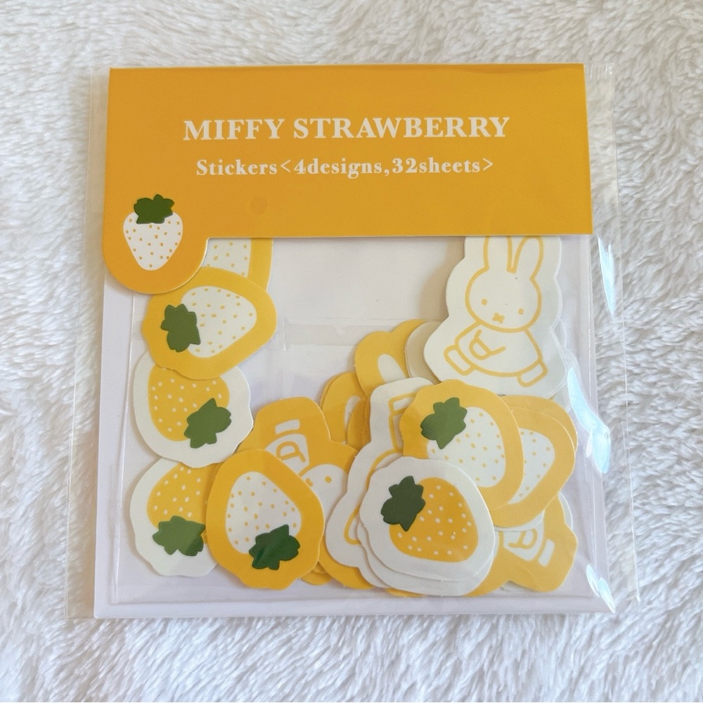 MIFFY STRAWBERRY stickers seals set planner journal / techo / calendar - Yellow